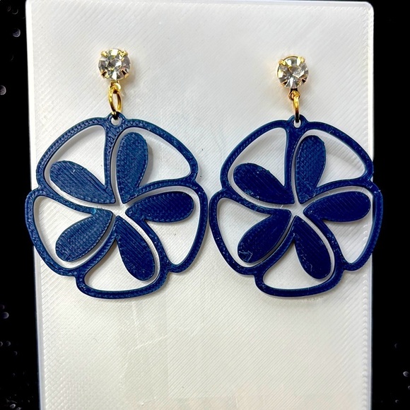 Handmade Jewelry - The Morning Glory Blue Earrings with Gold Accents